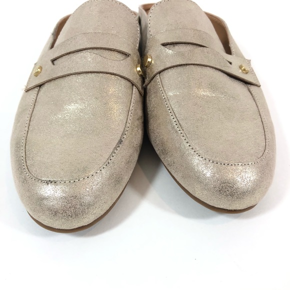 *NWOB Dress Barn Gold Foil Loafer Milly Slide Flat - Picture 3 of 4